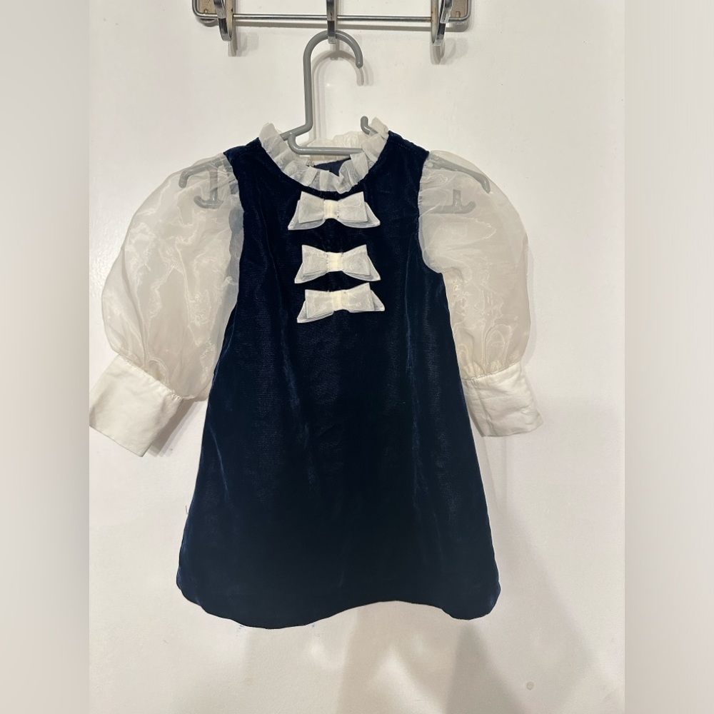 Janie and Jack Velvet Bow Dress 6-12 months
